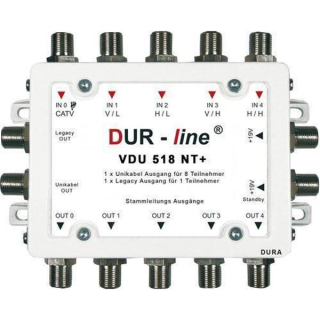 DUR-LINE VDU 518 NT+ (5/1x8) - UNIKABEL digitales Einkabel-System f&uuml;r 8x Unikabel Receiver auf 1x Strang (kaskadierbar/erweiterbar)