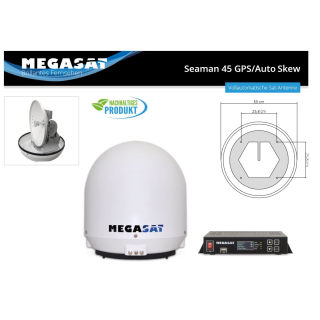 MEGASAT Seaman 45 GPS (Auto-Skew - 3 Teilnehmer/ Anschl&uuml;sse) Sat-Empfangsanlage mit automatischem Positionierer (automatisch nachf&uuml;hrend in Fahrt/Bewegung)