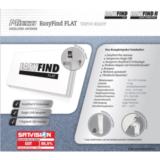 EasyFind Tripod ready (Micro/Selfsat) Flachantenne mit integriertem Satfinder Easyfind2
