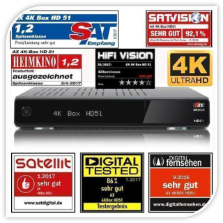Vorprogrammierung AX 4K-Box HD51 Receiver mit neuester Software + aktueller Senderliste