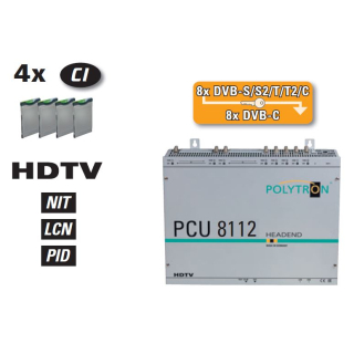 Polytron PCU 8112 Kompakt Kopfstelle 8x DVB-S/S2 Transponder in DVB-C (incl. 4x CI)