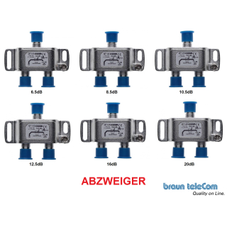 QT 1-XX - XiLine plus 1-fach Abzweiger 5-1218 MHz, brummentkoppelt (verschiedene Abzweigd&auml;mpfungen)