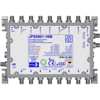 Jultec JPS0901-16M (Gen 2) JESS EN50607 Einkabelumsetzer f&uuml;r 2 Satelliten (1x16 UBs/IDs/Umsetzungen- a&sup2;CSS2 Technologie)
