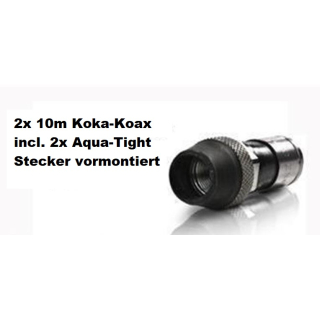 20m Koaxkabel Hirschmann KOKA 799 B mit vorkonfektioniertem+wasserdichtem F-Kompressionsstecker von PPC (Voll-Kupfer / UV-best&auml;ndig) - 2x 10m (2 Stecker vormontiert)