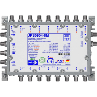 Jultec JPS0904-8T/M (Gen 2) Unicable EN50494 Einkabelumsetzer f&uuml;r 2 Satelliten (4x8 UBs/IDs/Umsetzungen- a&sup2;CSS2 Technologie)