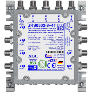 Jultec JRS0502-8+4T Unicable-Multischalter (2x8 UBs/IDs/Umsetzungen + 4x Legacy - voll receivergespeist - a&sup2;CSS2 Technologie)