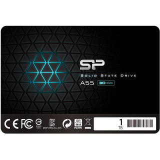 Silicon Power A55 SSD interne Festplatte 1000GB (1TB), 2.5 Zoll, SATA III 3D NAND SLC Cache Performance Boost