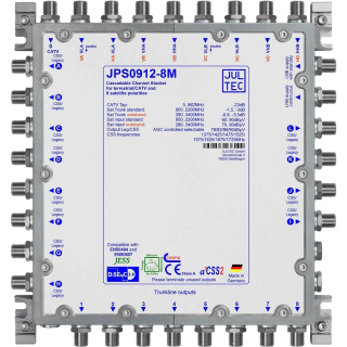 Jultec JPS0912-8M/X (Gen 2) Unicable/JESS Einkabelumsetzer f&uuml;r 2 Satelliten (12x8 UBs/IDs/Umsetzungen- a&sup2;CSS2 Technologie)