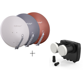 Astra/ Hotbird Satanlage f&uuml;r 2 Teilnehmer (Dur-Line 85/90 Select Antenne + Dur-Line MB6-TW Monoblock Twin LNB)