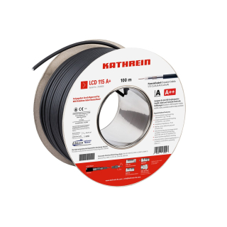 Kathrein LCD 115 A++ Koaxkabel (Voll-Kupfer / UV-best&auml;ndig PE schwarz f&uuml;r Au&szlig;eneinsatz / 6,9mm / 1.13mm / 130db / ab Meterware)