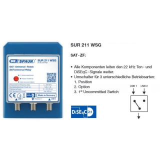 SPAUN SUR 211 WSG DiSEqC-Schalter 2in1 (Option-Position /  mit Wetterschutzgeh&auml;use)